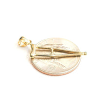 Load image into Gallery viewer, 14k yellow Gold 3D crutch handicap muleta de san lazaro Pendant fine jewelry 1.4g
