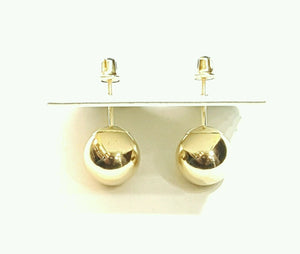 14k yellow Gold 8mm hollow ball earrings screw back fine gift jewelry for female