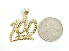 Load image into Gallery viewer, New 10K Solid Yellow Gold Diamond Cut One Hundred 100 Charm Pendant jewelry 2.9g
