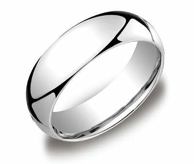 Mens Womens Solid 14K White Gold Plain Wedding Ring Band Comfort Fit 7MM size 6