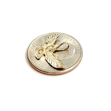 Load image into Gallery viewer, 14k yellow gold tiny owl full body pendant charm fine jewelry diamond cut 0.9g
