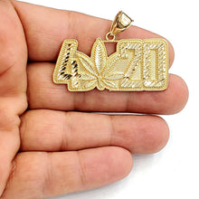Load image into Gallery viewer, 10k yellow Gold 4/20 marijuana word Pendant charm diamond cut fine jewelry 7.3g
