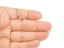 Load image into Gallery viewer, New 14k white Gold 0.11Ct Round Diamond moon stud Earrings Push Back Fastening
