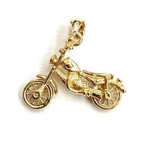 Load image into Gallery viewer, 14k yellow Gold 3D motorcycle Pendant charm sport bikers gift fine jewelry 3.5g
