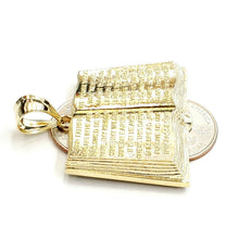 Load image into Gallery viewer, 10k yellow gold lord's prayer book our father bible verse pendant jewelry 13.5g
