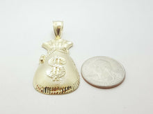 Load image into Gallery viewer, 10k yellow gold dollar sign money bag lucky pendant charm fine gift jewelry 7g
