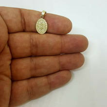 Load image into Gallery viewer, 14k gold two tone oval saint benedict san Benito pendant religious jewelry 1g

