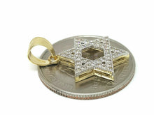Load image into Gallery viewer, 14k yellow gold star of David Israel pendant cubic zirconia fine jewelry 1.7g
