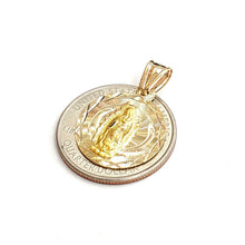 Load image into Gallery viewer, 14k yellow gold round virgin Mary Guadalupe religious pendant diamond cut 2.2g
