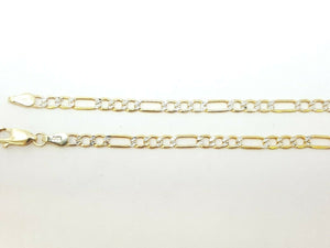 Men's Women's 14K two-tone Gold hollow Figaro Link Chain jewelry 3.4mm 24" 5.3g