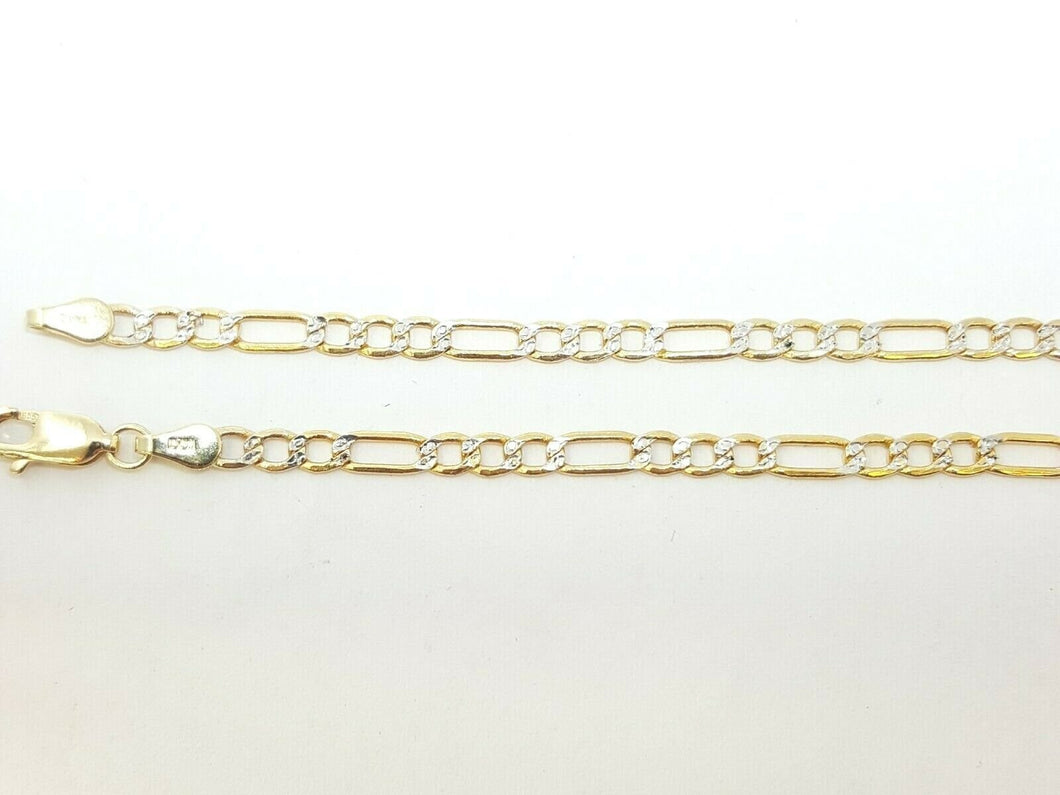 Men's Women's 14K two-tone Gold hollow Figaro Link Chain jewelry 3.4mm 24