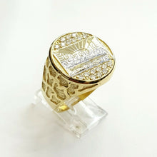 Load image into Gallery viewer, 10k two tone gold last supper religious men&#39;s Ring diamond cut jewelry Size 9.5
