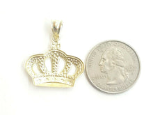 Load image into Gallery viewer, 10k yellow gold crown pendant charm fine jewelry gift necklace diamond cut 2.3g
