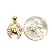 Load image into Gallery viewer, New 14k yellow Gold crab cancer zodiac sign Pendant charm fine jewelry 2.6g

