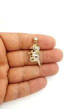 Load image into Gallery viewer, New 14k two tone Gold dragon Pendant charm fine jewelry 3D red eye unisex 3.2g
