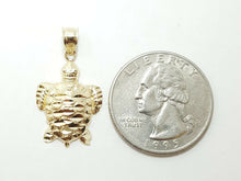 Load image into Gallery viewer, New 14k yellow gold turtle full body pendant charm diamond cut fine jewelry 1.7g
