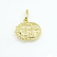 Load image into Gallery viewer, New 14k yellow gold 3D hollow sun moon eclipse pendant astronomy fine gift 1.3g
