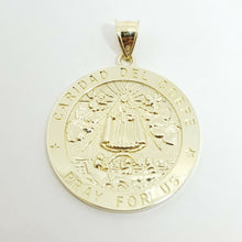 Load image into Gallery viewer, 10k yellow gold round virgin Caridad del Cobre pendant fine jewelry 1.23" 5.4g
