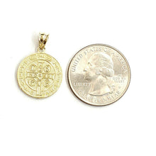 Load image into Gallery viewer, New 10k yellow gold round saint benedict san Benito pendant jewelry 0.69" 2.4g
