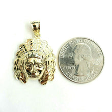 Load image into Gallery viewer, New 10k yellow solid Gold Indian face head Pendant diamond cut fine jewelry 3.2g
