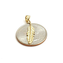 Load image into Gallery viewer, New 14k Yellow Gold solid feather Pendant Unisex gift fine jewelry 1g
