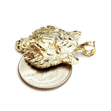 Load image into Gallery viewer, 14k yellow solid Gold tiger male head face Pendant diamond cut fine jewelry 5.7g

