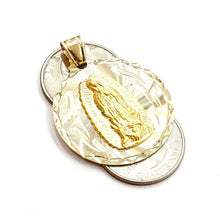 Load image into Gallery viewer, 14k yellow gold round virgin Mary Guadalupe religious pendant diamond cut 7.4g
