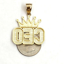 Load image into Gallery viewer, New 10k yellow Gold CEO crown word Pendant charm diamond cut fine jewelry 5.6g
