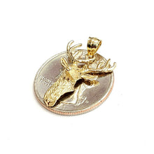 Load image into Gallery viewer, 14k yellow Gold deer buck male head Hunting Pendant charm gift  jewelry 1.9g
