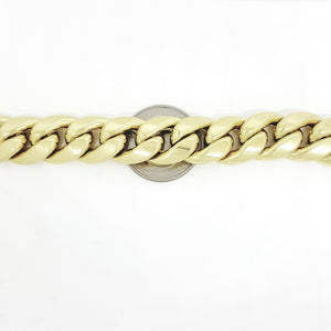 10K yellow gold 14.75mm hollow Cuban Miami bracelet Fine gift jewelry 9" 53.8g