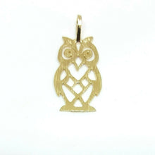 Load image into Gallery viewer, New 14k yellow gold owl full body pendant charm gift fine jewelry unisex 0.8g
