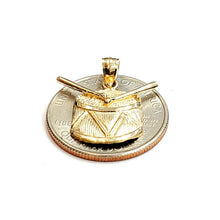 Load image into Gallery viewer, 14k yellow Gold solid Drum Pendant charm gift music instrument fine jewelry 2.1g
