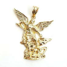 Load image into Gallery viewer, New 14k yellow gold saint Michael pendant charm fine religious gift jewelry 3.5g
