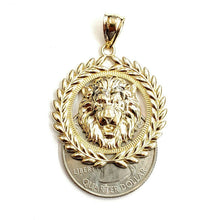 Load image into Gallery viewer, 14k yellow Gold round lion Leo head face Pendant charm gift fine jewelry 4.3g
