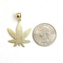 Load image into Gallery viewer, New 10k yellow gold marijuana leaf weed pendant diamond cut medical jewelry 2.2g
