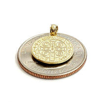 Load image into Gallery viewer, New 10k yellow gold round saint benedict san Benito pendant jewelry 0.58" 1.6g
