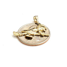 Load image into Gallery viewer, New 14k yellow Gold solid Witch on Broom Pendant charm Gift fine jewelry 1.8g
