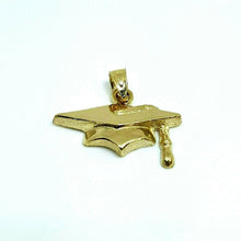 Load image into Gallery viewer, 14k yellow gold graduation hat pendant charm education high school jewelry 1.9g
