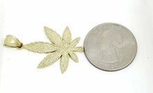 Load image into Gallery viewer, New 14k yellow gold marijuana leaf weed pendant charm fine gift jewelry 2.6g
