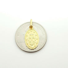 Load image into Gallery viewer, New 14k yellow gold oval virgin Miraculous Milagrosa pendant religious gift 1.7g
