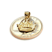 Load image into Gallery viewer, 14k yellow Gold Tiny Queen Crown Tiara Pendant charm gift fine jewelry 1.1g
