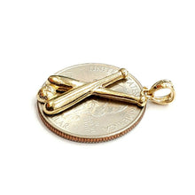 Load image into Gallery viewer, New 14k yellow Gold baseball bat Pendant charm sport game fine jewelry gift 1.7g
