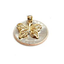 Load image into Gallery viewer, New 14k yellow Gold butterfly Pendant charm filigree gift fine jewelry 1.1g
