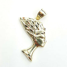 Load image into Gallery viewer, 10k yellow solid Gold Egyptian Nefertiti head queen Pendant fine jewelry 2.8g
