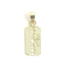Load image into Gallery viewer, 14k yellow gold tiny razor blade pendant charm Fine Jewelry Gifts unisex 0.8g
