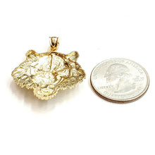 Load image into Gallery viewer, 14k yellow solid Gold tiger male head face Pendant diamond cut fine jewelry 5.7g
