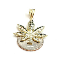 Load image into Gallery viewer, 10k yellow gold marijuana leaf weed pendant charm fine gift medical jewelry 3.5g
