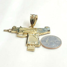 Load image into Gallery viewer, New 10k yellow Gold solid Uzi machine gun Pendant charm fine men's jewelry 9.3g
