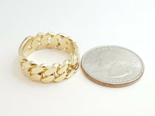 Load image into Gallery viewer, 14K solid Yellow Gold Cuban link Ring Band fine gift jewelry 9.3g 7.6MM size 9.5
