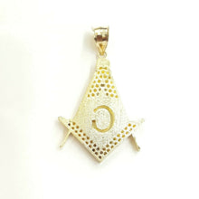 Load image into Gallery viewer, 10k two-tone solid Gold Freemason Masonic Pendant charm jewelry fine gift 5.3g
